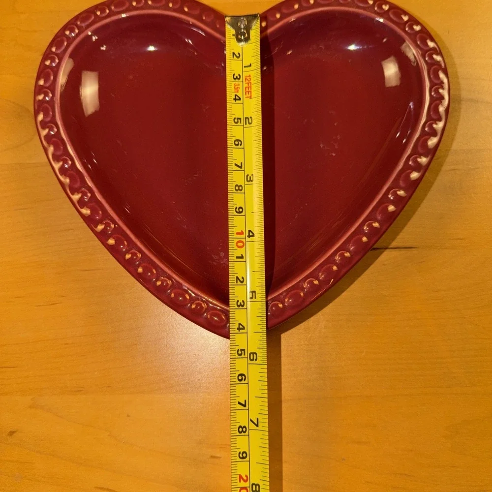 Longaberger Pottery Heart Shaped‎ Plate Paprika Red